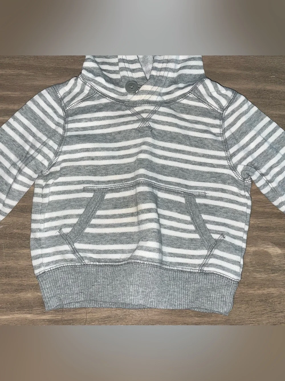 Old Navy Kids Hooded Pullover - Gray & White Stripes